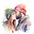 Watercolor Couple in Love for Valentine\'s Day. Perfect for Greeting Cards and Invitations.