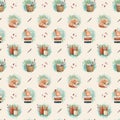 Watercolor cozy home seamless pattern