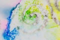 Watercolor with cracle swirl on green, yellow and blue. Royalty Free Stock Photo