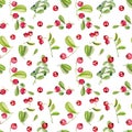 Watercolor cranberry seamless pattern