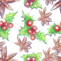 Watercolor crayons Christmas background.
