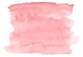 Watercolor creamy pink background with clear borders and divorces. Watercolor brush stains. Frame with copy space