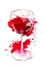 Watercolor creative artistic red wine glass with aquarel splash, stain Royalty Free Stock Photo