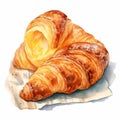 Watercolor croissant. Hand drawn illustration isolated on white background