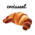 Watercolor croissant illustration isolated on white