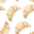 Watercolor croissant pattern. Illustration for design, print or background