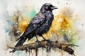 watercolor Crow Black Crow Watercolor Raven Bird