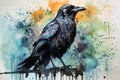 watercolor Crow Black Crow Watercolor Raven Bird