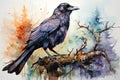 watercolor Crow Black Crow Watercolor Raven Bird