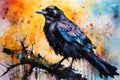 watercolor Crow Black Crow Watercolor Raven Bird