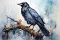 watercolor Crow Black Crow Watercolor Raven Bird