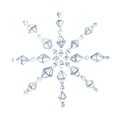 Watercolor crystal Christmas snowflakes hand drawn clipart