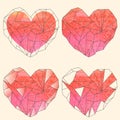 Watercolor crystal hearts set
