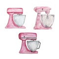 Watercolor culinary pink mixer set