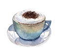 Watercolor cup of coffee cappuccino