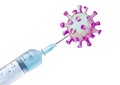 Watercolor cut plastic medical syringe with coronavirus COVID-19 vaccine Royalty Free Stock Photo