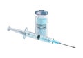 Watercolor cut plastic medical syringe with glass ampoule vial with coronavirus COVID-19 vaccine Royalty Free Stock Photo