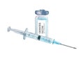 Watercolor cut plastic medical syringe with glass ampoule vial with coronavirus COVID-19 vaccine Royalty Free Stock Photo