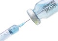 Watercolor cut plastic medical syringe with glass ampoule vial with coronavirus COVID-19 vaccine Royalty Free Stock Photo