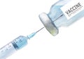 Watercolor cut plastic medical syringe with glass ampoule vial with vaccine isolated on white background Royalty Free Stock Photo