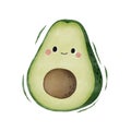 Watercolor cute avocado cartoon character