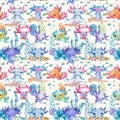 Watercolor cute axolotl characters for kid`s design, pattern Royalty Free Stock Photo