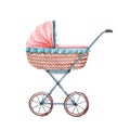 Watercolor cute baby carriage isolated on a white background Royalty Free Stock Photo