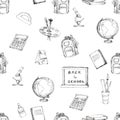 Watercolor cute back to school vintage style seamless pattern