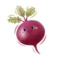 Watercolor cute beetroot cartoon character. Vector illustration