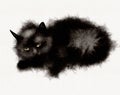 Watercolor Cute Black Fluffy sleeping Cat Royalty Free Stock Photo