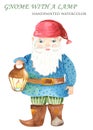 Watercolor cute cartoon dwarf.