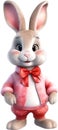 A cute cartoon Valentine rabbit. AI-Generated.