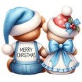 Watercolor Cute Christmas Bears Royalty Free Stock Photo