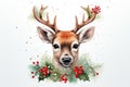 Watercolor Cute Christmas elk