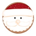Watercolor cute christmas gingerbread santa cookie clipart.Santa cookie with red hat illustration