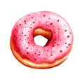 Watercolor Cute Clipart donut decorated with heart-shaped sprinkles . Ai Generate Royalty Free Stock Photo