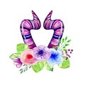 Cute watercolor horns