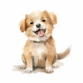 Watercolor Cute Dog Illustration: Handmade, High Resolution, Realistic Artwork
