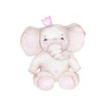 Watercolor cute elephant baby girl with pink crown Royalty Free Stock Photo