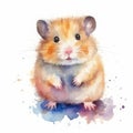 Watercolor cute hamster on a white background. AI generative Royalty Free Stock Photo