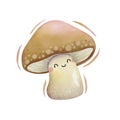 Watercolor cute mushroom cartoon character. Vector illustration