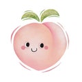 Watercolor cute peach cartoon character