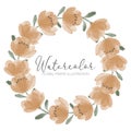 watercolor cute peony flower wreath illustration