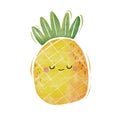 Watercolor cute pineapple cartoon character