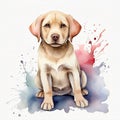 Watercolor Cute Pupppy Labrador Clipart, aquarela. AI Generative Royalty Free Stock Photo