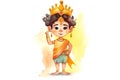 Watercolor cute raja harishchandra cartoon character, created with Generative AI technology