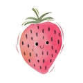 Watercolor cute strawberry cartoon character