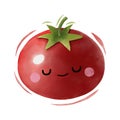 Watercolor cute tomato cartoon character. Vector illustration