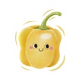 Watercolor cute yellow bell pepper cartoon character. Vector illustration