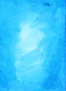 Watercolor cyan blue background with space for text, hand painted. Brush strokes on paper